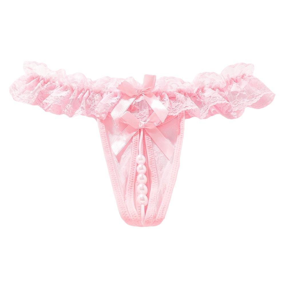 Mesh Hollow Lace Pearl Panties Low Waist See-through Thong Fashion Underwear for Women  Gifts