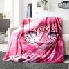 Pink Leopard With Rose And Gift Personalized Blanket Personalized Name Soft Warm Cozy Suitable For Sofa Couch Office Bed Picnics Four Seasons