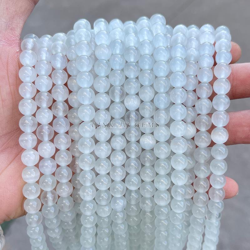 Jingde Jewelry White Cat's Eye Loose Beads Bracelet Kit DIY Accessories Round Beads