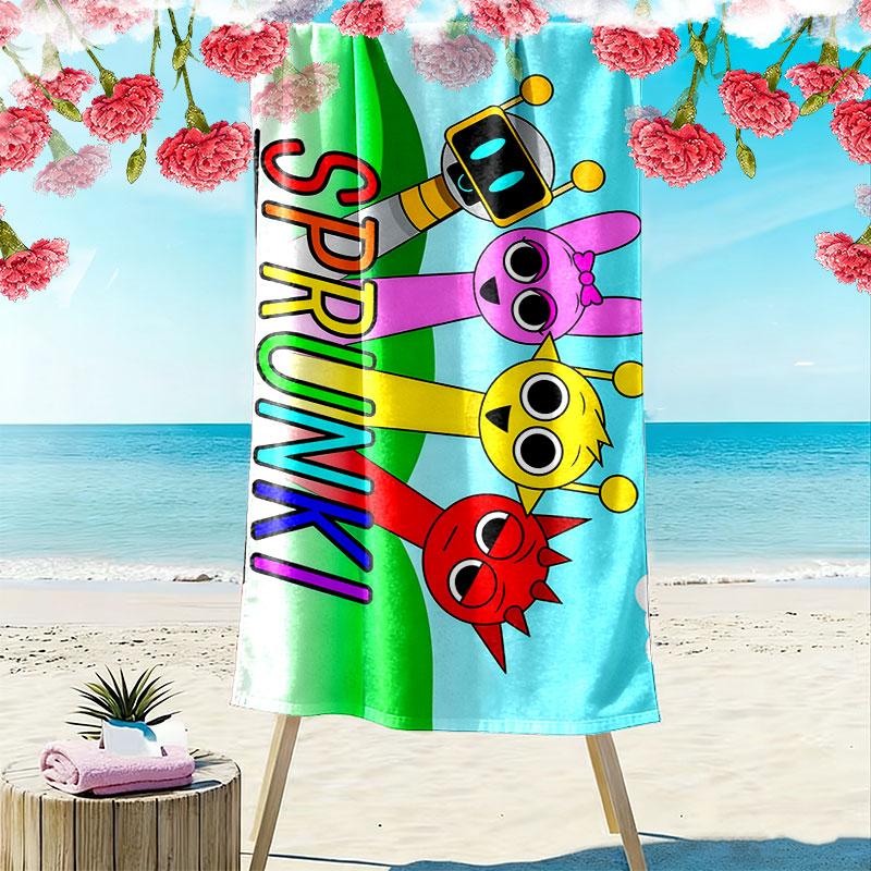 Sprunki Incredibox Print Beach Towel, Large Soft Quick Dry Towel for Beach Camping Swimming