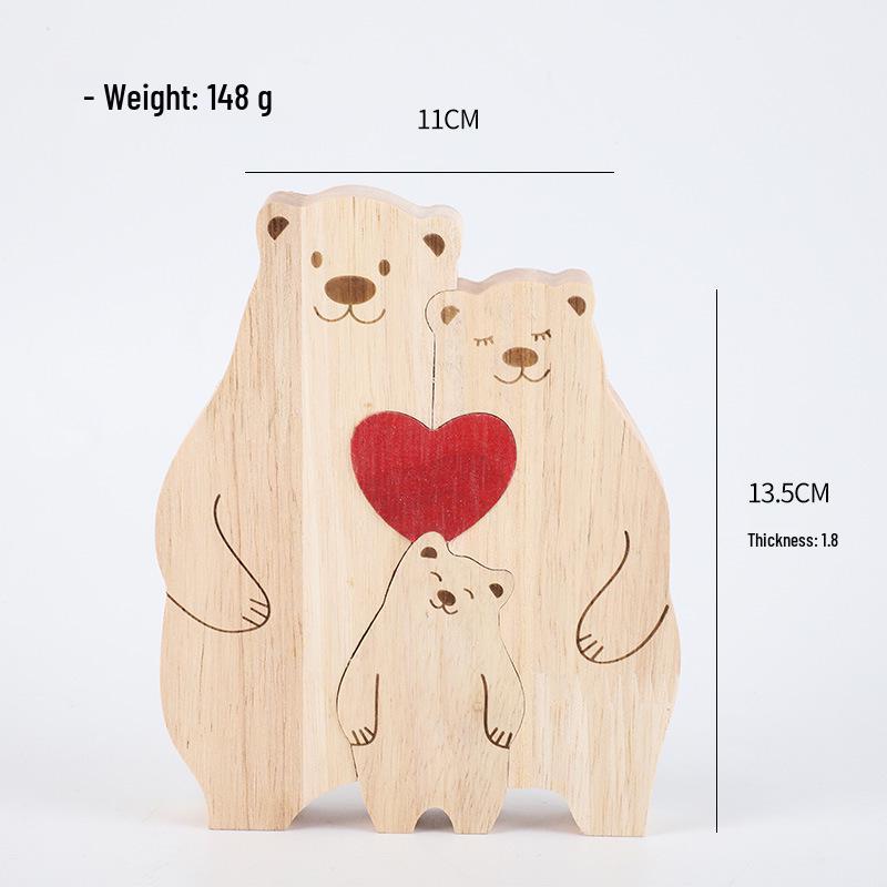 Cross-Border Wooden Little Penguin Family Puzzle Ornament - Festival Gift & Warm Family Decoration