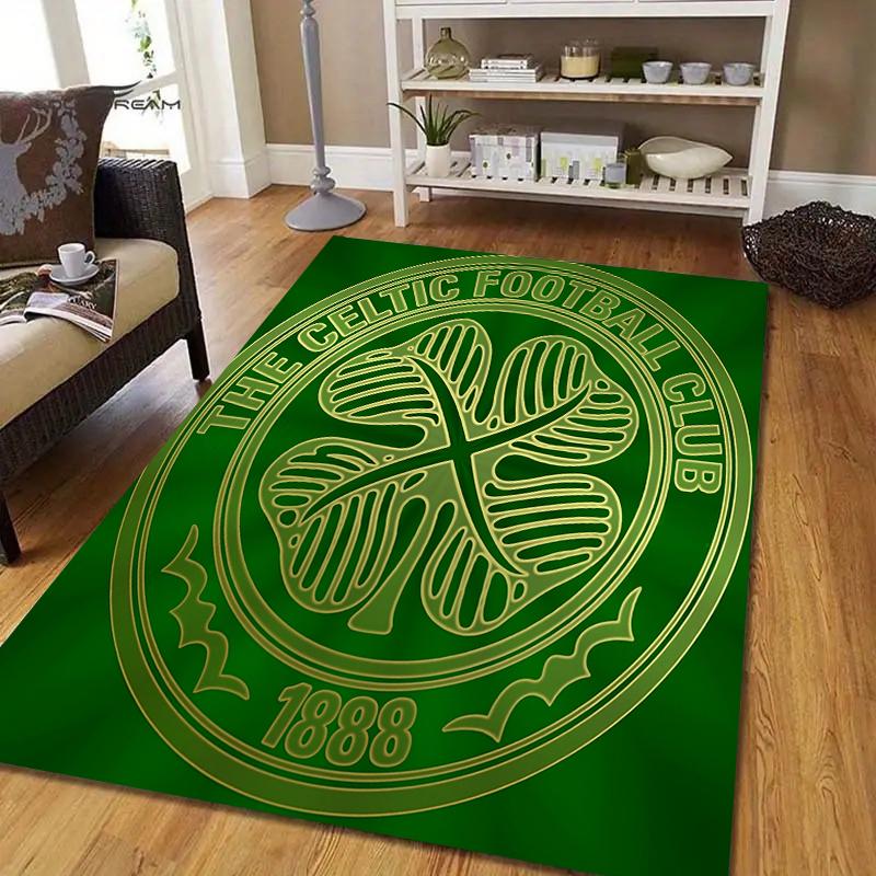 Celtic FC logo Pattern Square Carpet,Area Rug,Carpet Rug for Living Room Bedroom Sofa Playroom Decor,Non-slip Floor Mat,Holiday Birthday Gifts