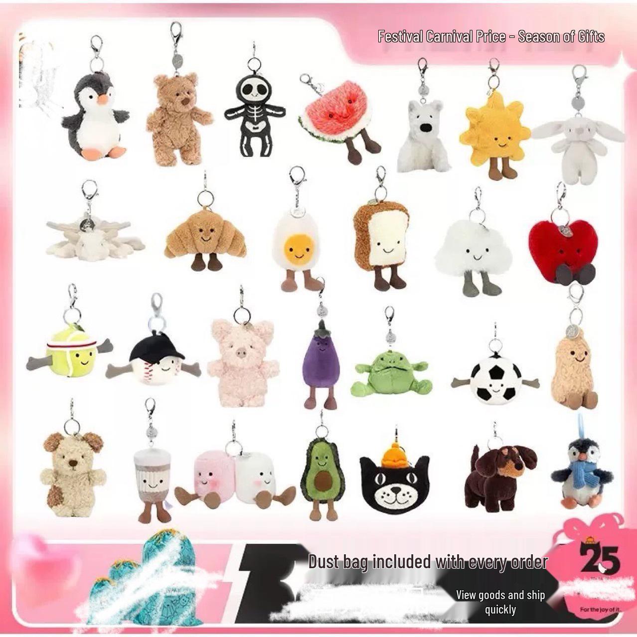 

Bear Pendant Plush Toy Keychain for Girls Bags With Storage Bag