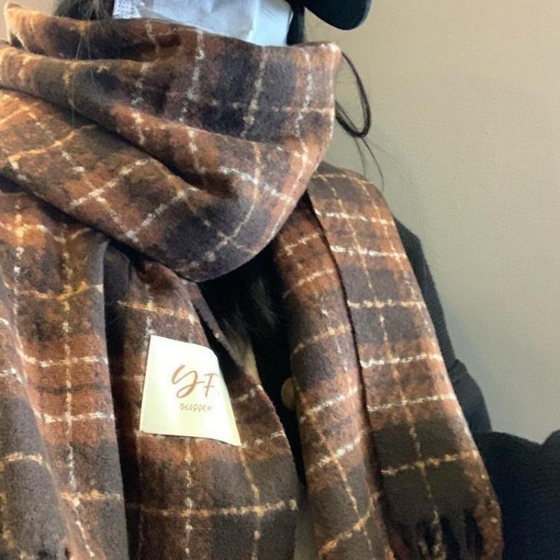Autumn and winter atmosphere imitation cashmere scarf women's warm retro student long shawl cold scarf men