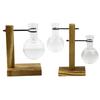 Glass Desktop Planter Bulb Vase Wooden Stand Hydroponic Plant Container Decor Living Room Office Plant Propagation Station