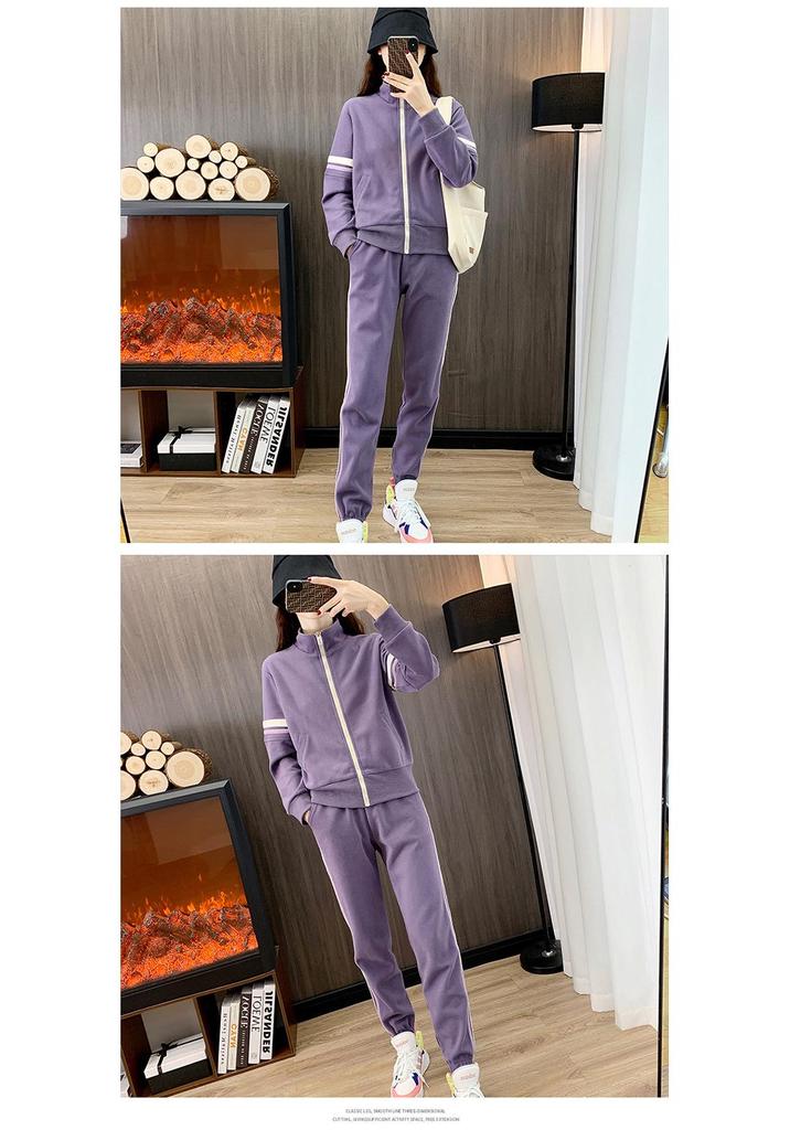 Winter Women's Fleece-Lined Slim Fit Cardigan & Joggers Fitness Set