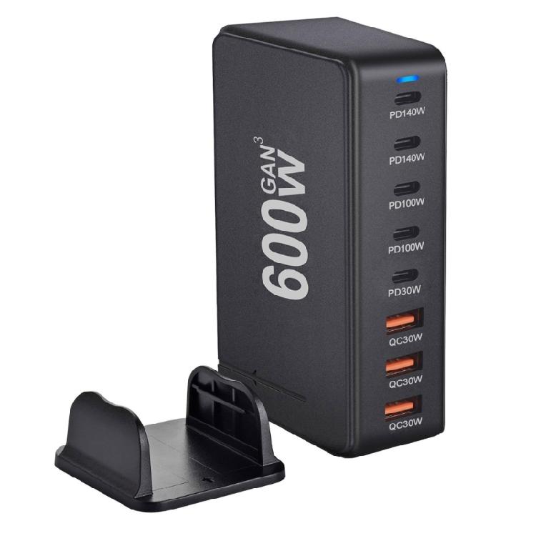 600W USB C Fast Charging Station 8 Port Power Adapter with 5 USB C and 3 USB A for Efficient Multi Device Charging