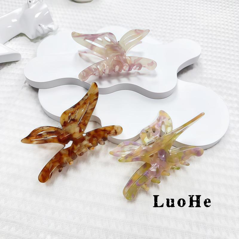 Luohe Acetate Large Butterfly Claw Hair Clip for Women's Updo Accessories