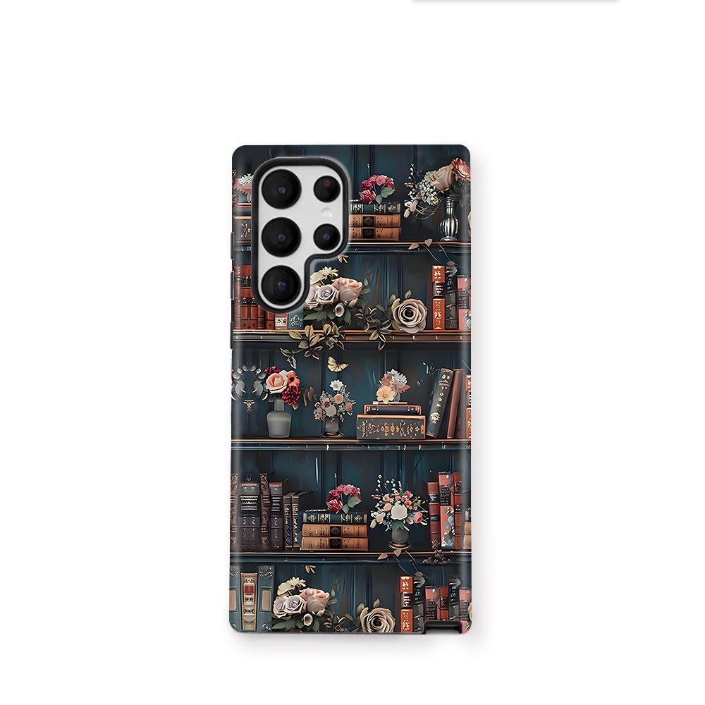 Hot-selling Retro Dark Tone Bookshelf Floral Samsung Galaxy S24Ultra Phone Case Samsung S25 Case