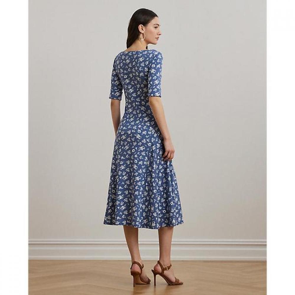 Lauren Ralph Lauren Floral Stretch Cotton Midi Dress  Wmlrdrss5020061400 