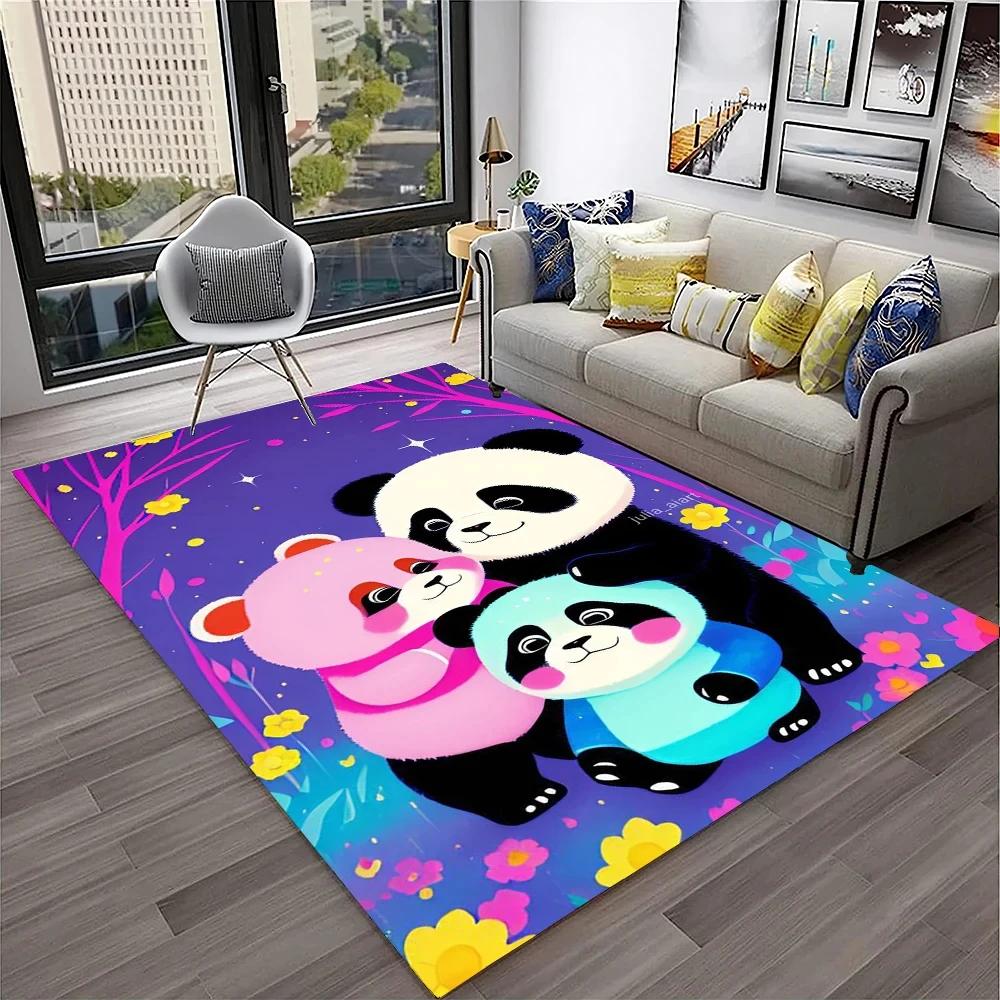 Uroczy dywan panda do sypialni, łazienki, salonu, dekoracja sofy, mata do raczkowania dla dziecka, miękki dywanik z kreskówkowym zwierzęciem, antypoślizgowa mata do zabawy