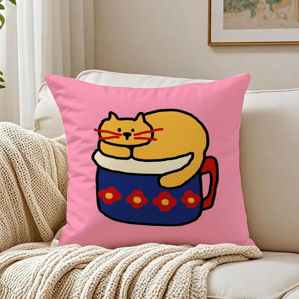 Happy Dog Cushion Cover Pillowcase Antidustmite Living Room Sofa Decor Cushion Room