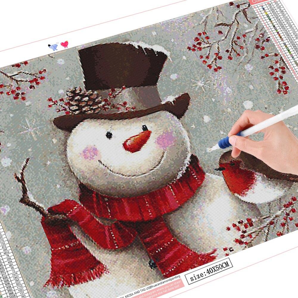 5D Diamond Painting Full Drill Round Snowman Diamond Embroidery Mosaic Cartoon Christmas Decorations
