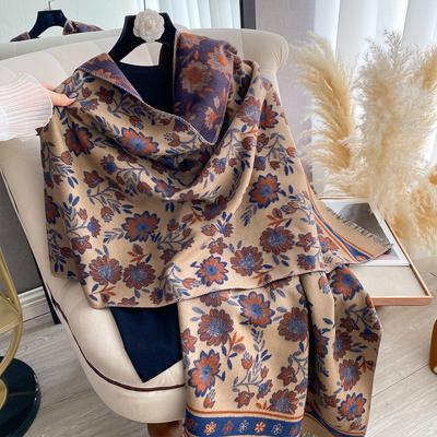 Luxury   Women Soft Winter Cashmere Scarf Fashion Floral Print Warm Shawl And Wrap Bandana Pashmina Scarves