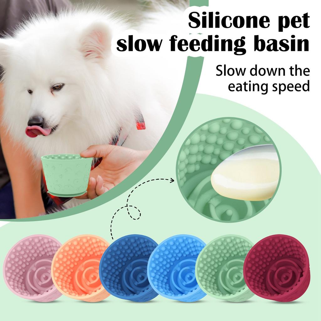 Dog Lick Bowl, Anxiety Relief Dog Licking Mat Freezer Dispenser, Non-Slip Anti-Choking Silicone Slow Feeder Lick Bowl For Small Dogs