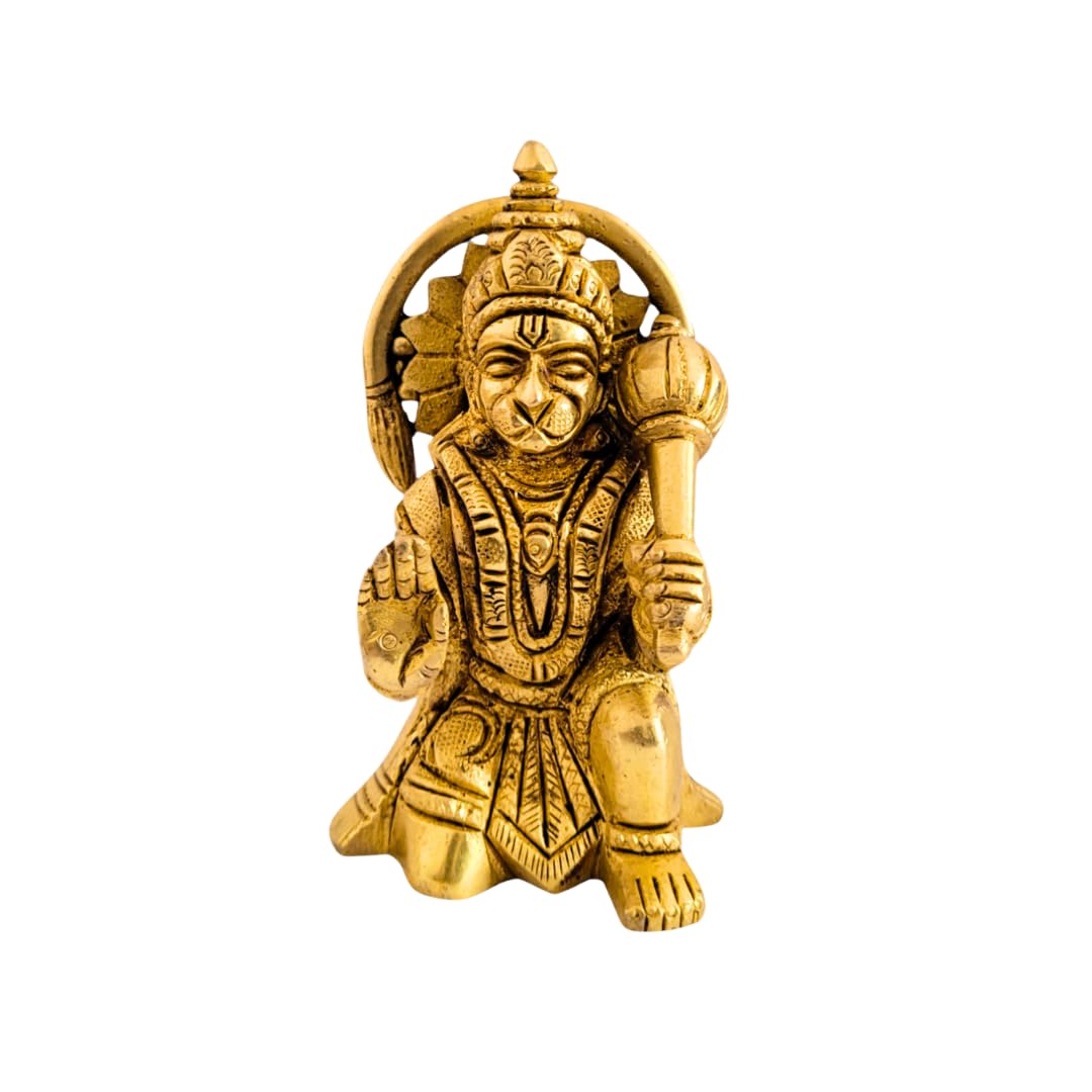 100% Pure Brass Hanuman Ji Idol, Bajrang Bali Murti, Divine Hindu God Idol