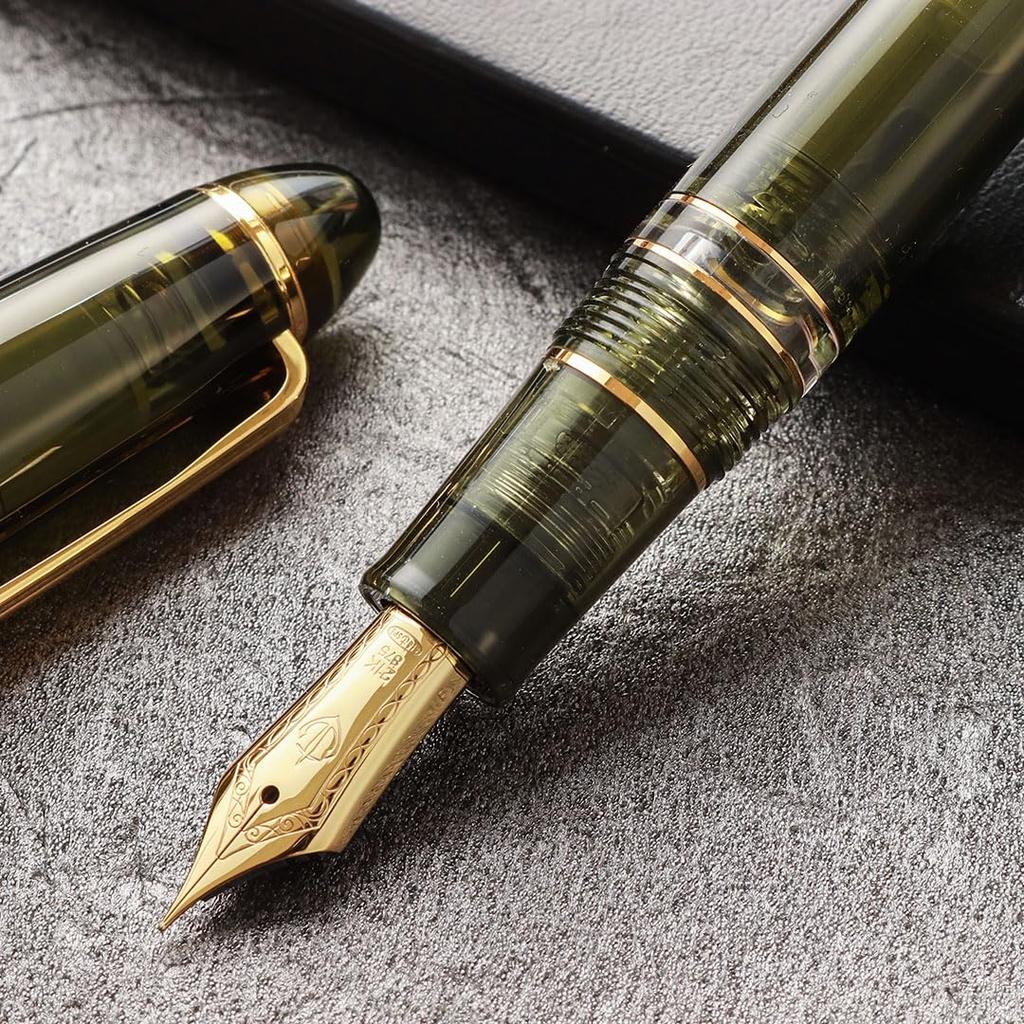 WANCHER Limited Edition SAILOR Original Profit Realo Champagne Dark Green 21K Gold Fountain Pen (F Fine Nib)