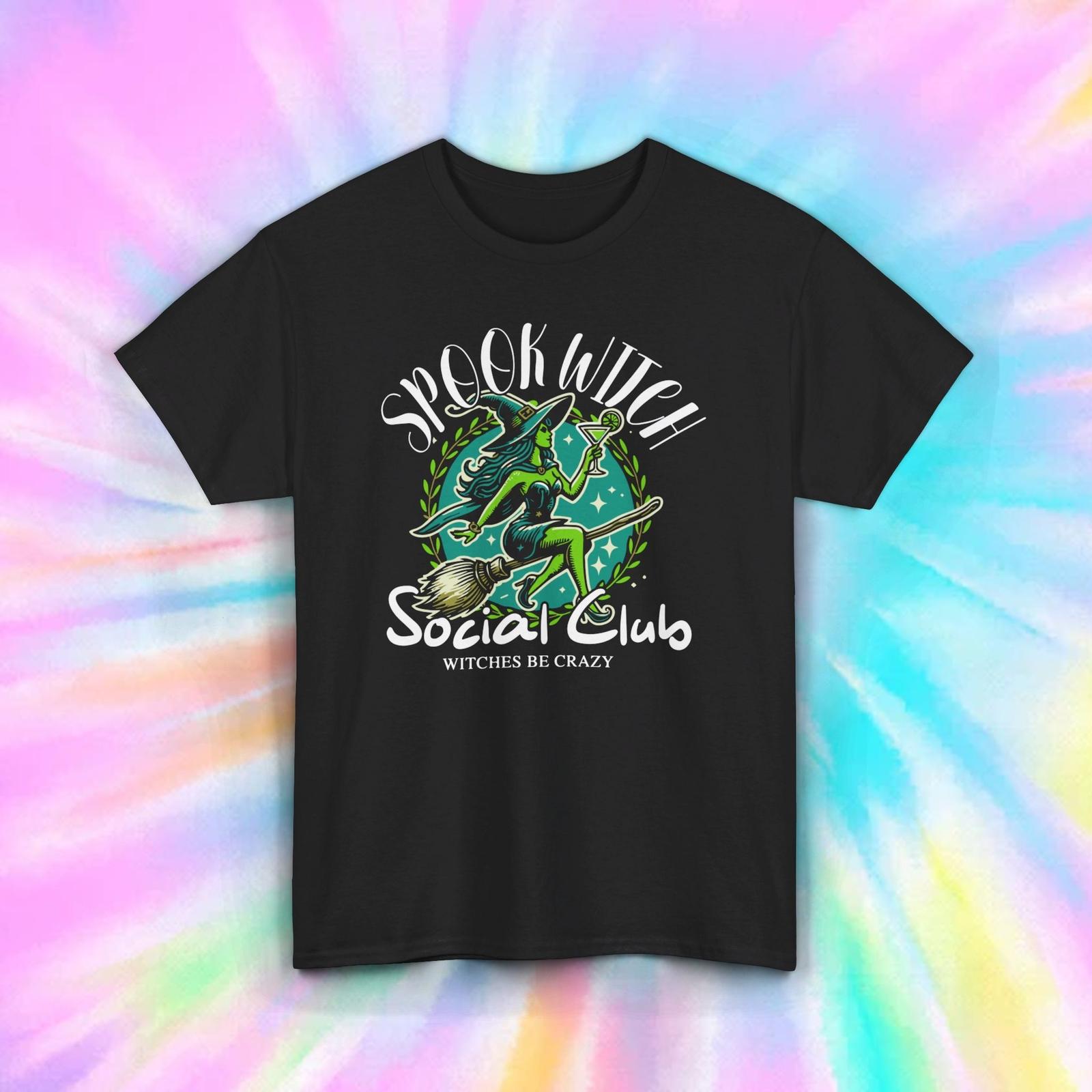 Spook Witch Social Club T-Shirt Mens Womens Tees Top | Funny Witch Graphic Tee | Halloween Humor S
