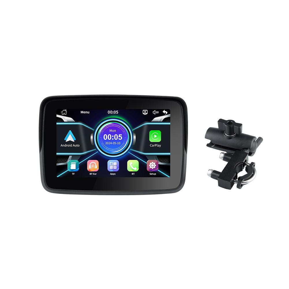 5inch IPS Portable Motorcycle Navigation for Apple CarPlay Android Car Display Screen Wireless Monitor Bluetooth Waterproof IP67