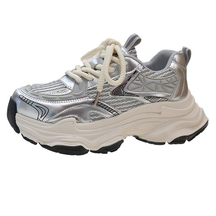 Daddy shoes women's 2025 new summer breathable mesh single shoes platform-soled fried street light running casual sports shoes