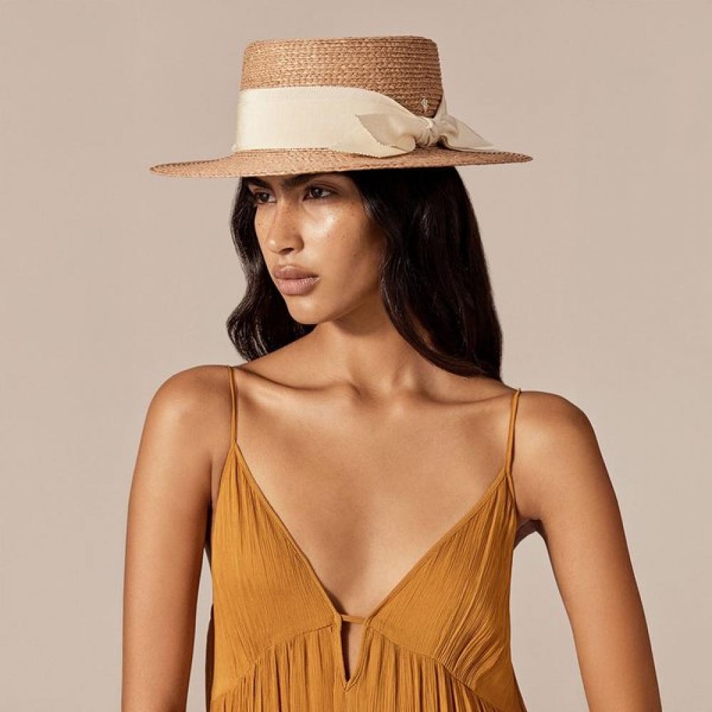 Helen Kaminski Dulani Raffia Braid Boater Hxshq113350 natural/black/OS