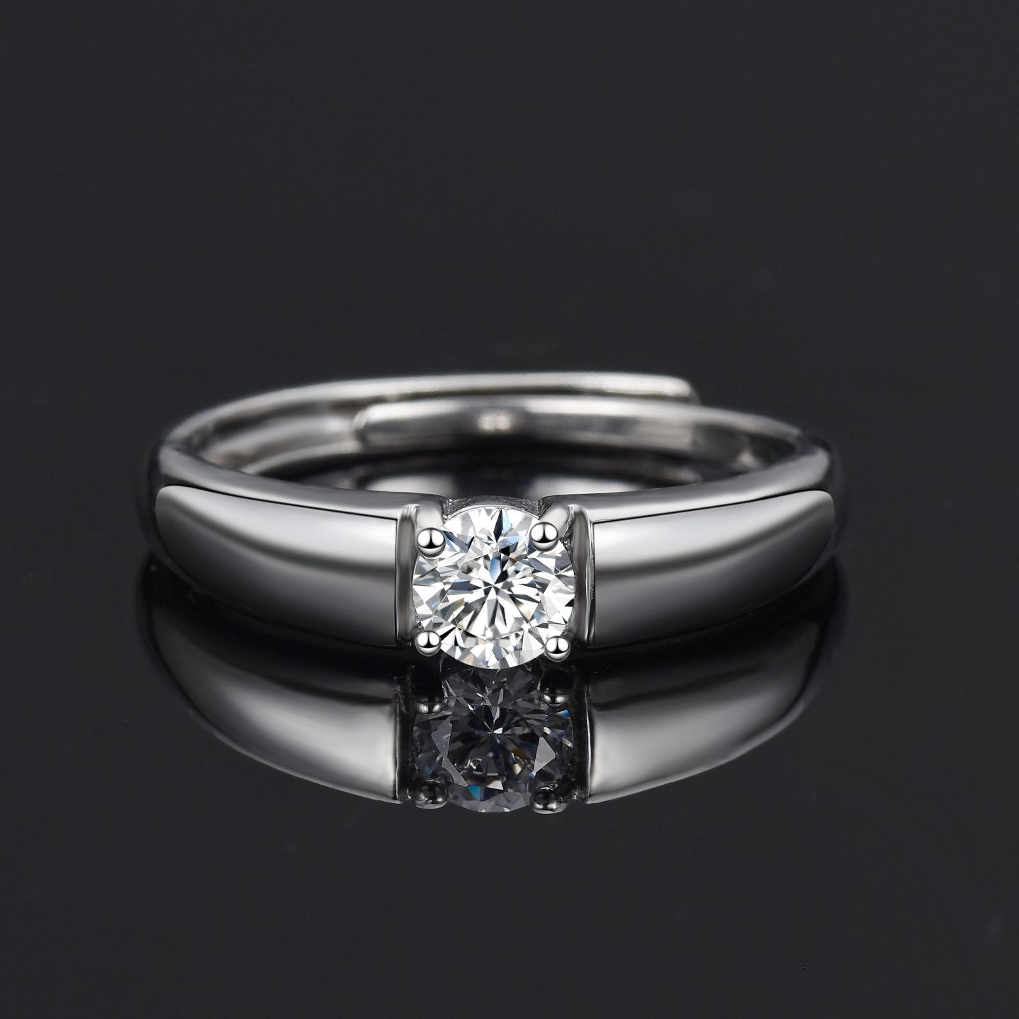 TikTok Live Four-Prong Adjustable Unisex Simulated Engagement Diamond Ring (One Carat) Adjustable Open Size