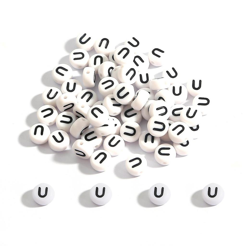 100Pcs Acrylic Letter Round Flat Beads DIY Jewelry Making Accessories