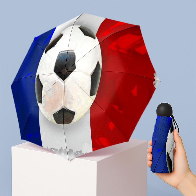 France national football team Pattern Printed Mini 5 Folds 8 Ribs Compact Umbrella Windproof Waterproof Lightweight Portable Folding