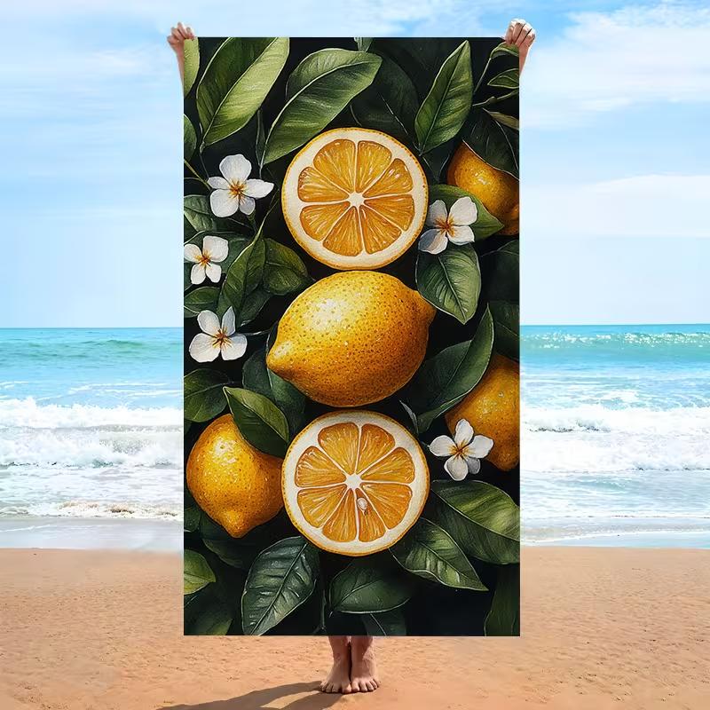 Tropisches Ananas-Zitronen-Muster Strandtuch Sommerfrucht Schnelltrocknendes Handtuch Saugfähig für Sommer-Strandurlaub