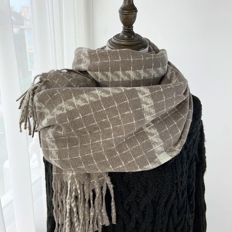 

Шарф Женский Осенне-зимний Новый Утолщенный Имитация Кашемира Бахрома Шаль Студенческая Теплая Шаль