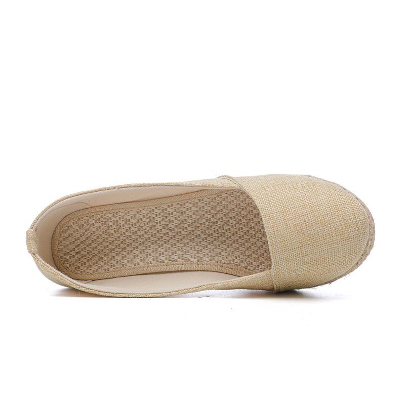 Damskie buty na koturnie na wiosnę i jesień 2025 - Europejski Amerykański Płytki Szpic, Styl Lniany Pleciony ze Słomy