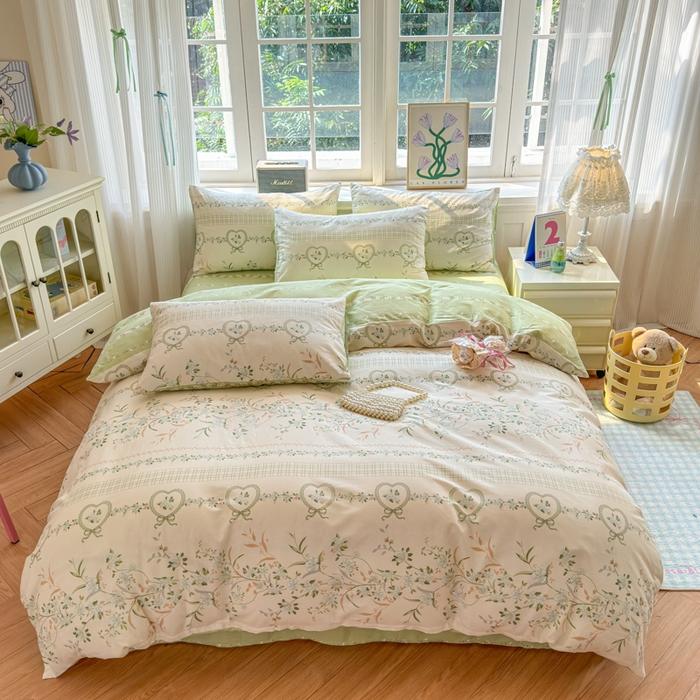 3pc 100% Cotton Duvet Cover Set,no fill,Elegant Floral Soft Breathable And Skin-friendly, Single Queen Size for Bedding Set