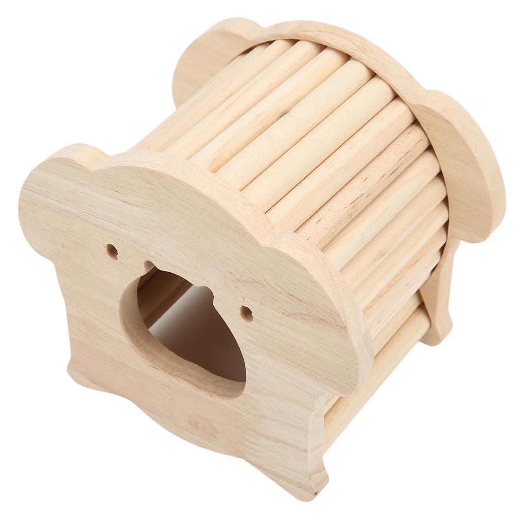 Hamster Wooden House Pig Head Shape Wooden Hamster Hut with Funny Climbing Ladder for Small Pets