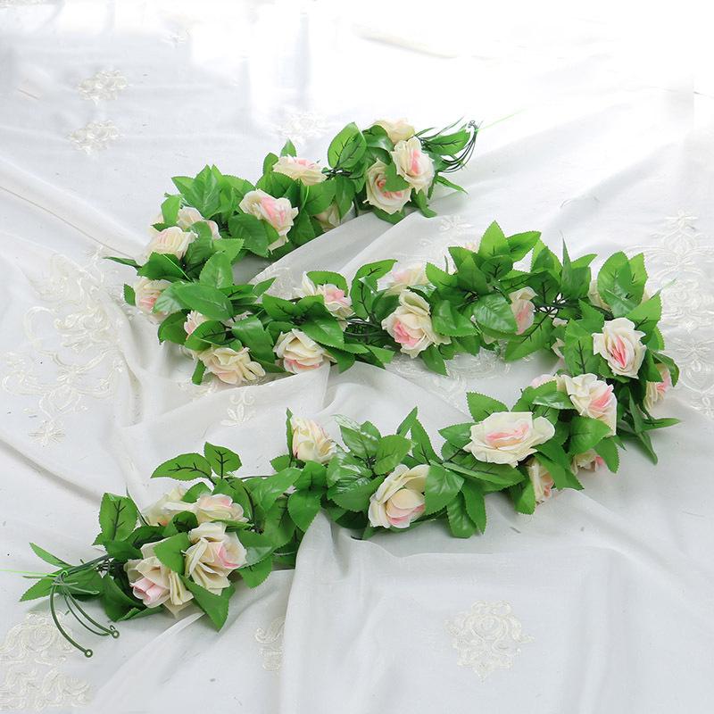 

220Cm 9-Head Artificial Rose Vine Bright Colors And Vivid Hues Room Decoration Red Yellow White Purple Champagne Rose Rattan 1pc