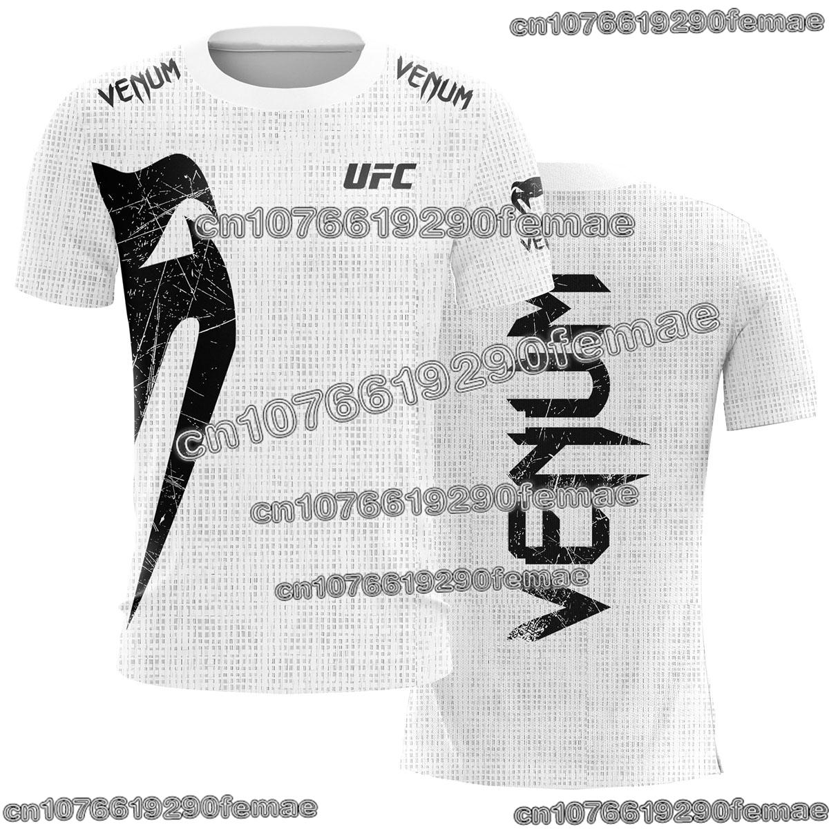 

Trendy UFC Men’s Black White T-shirt Summer Casual O-neck Short Sleeve 3D Print Top for Boxing Fitness Training 6XL