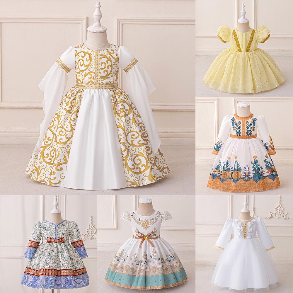 2025 Girls' Evening Mesh Princess Dress with Embroidery and Pleated Puffy Skirt for Flower Girls and Holidays