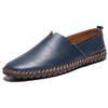 Men's Trendy European & American Slip-On Leather Casual Driving Shoes - Breathable Low-Top, Large Sizes Available