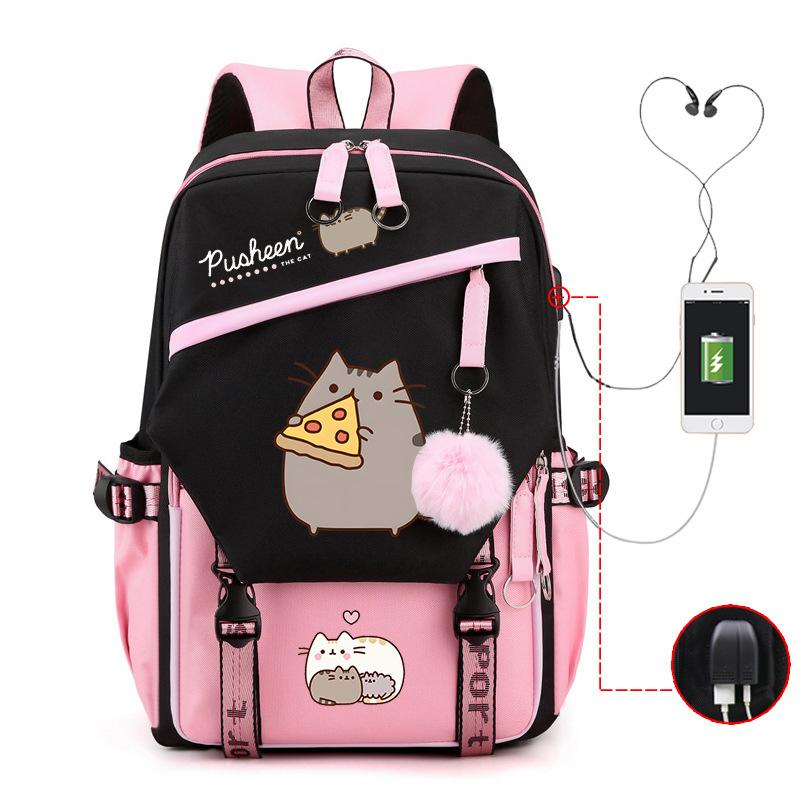 Süßes Cartoon-Muster Großer Rucksack Outdoor-Reisetasche Schulrucksack für Grund- und Sekundarschule Lässiger Rucksack