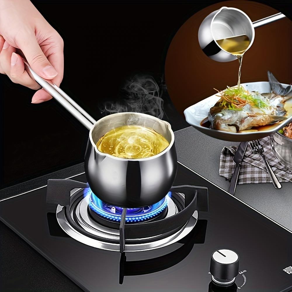 Durable Stainless Steel Mini Pot with Long Handle - Ideal for Heating and Pouring Oil/Milk,Perfect for Home and Outdoor Cooking,Versatile Kitchen Tool
