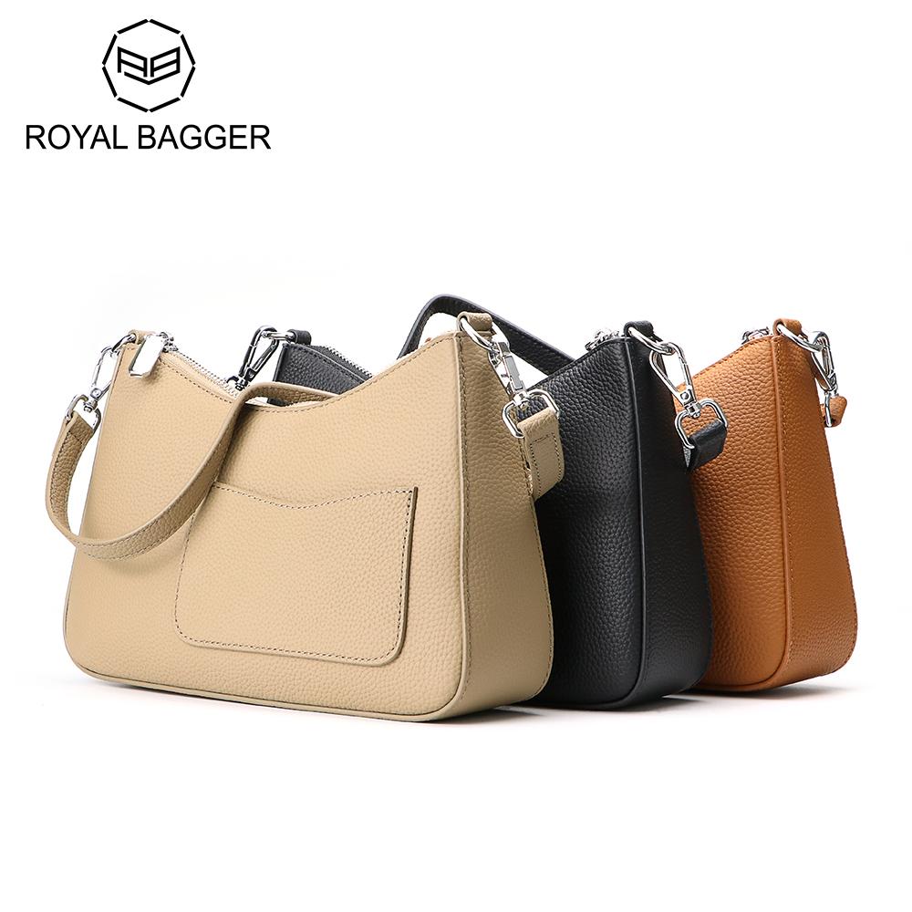 

Женские сумки через плечо Royal Bagger, сумка через плечо из натуральной кожи, модная ретро-сумка и квадратный кошелек 1622 оранжевый