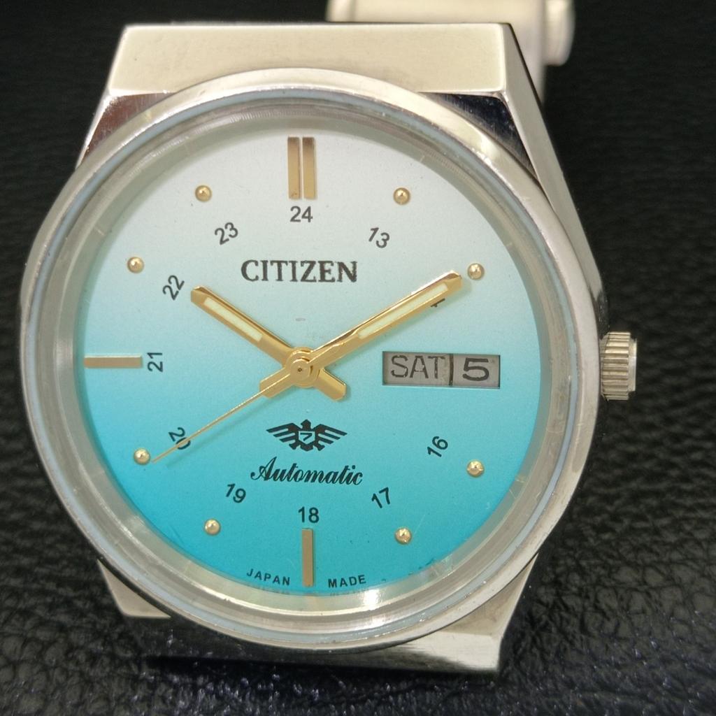AUTOMATIC GENUINE VINTAGE CITIZEN 8200 JAPAN MENS SKY BLUE DIAL WATCH a500256-2 R151b-a500256