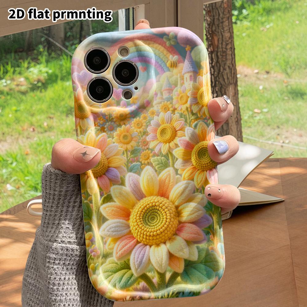Phone Case: 2D Flat, Suitable for iPhone 18 17 16 15 14 13 12Pro Protective Case, Sunflower Fields, Perfect Christmas and Halloween Holiday Gift