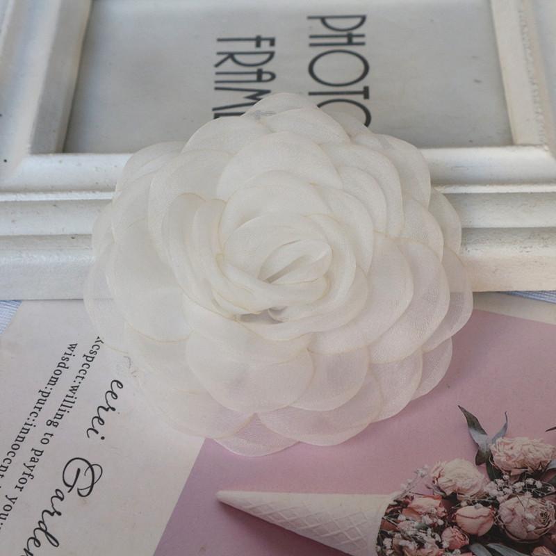 10 SZT 8CM 3D Organza Szyfon Gaza Opalana Krawędź Tkanina Sztuczny Kwiat Róży Suknia Ślubna Dekoracja Szyi DIY Szycie Aplikacja