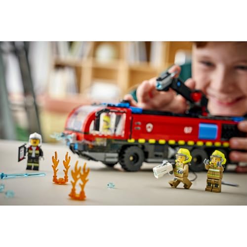 LEGO City Airport Fire Truck Toy, Birthday Gift, Building Blocks, for Boys and Girls, Ages 7, 8, and 9, Elementary School Students, Vehicle, Miniature