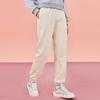 Anta Lifestyle Series Solid Color Mid Waist Cuffed Fleece Knitted Sports Pants Women Pants Duck-Down-White 962348304-1