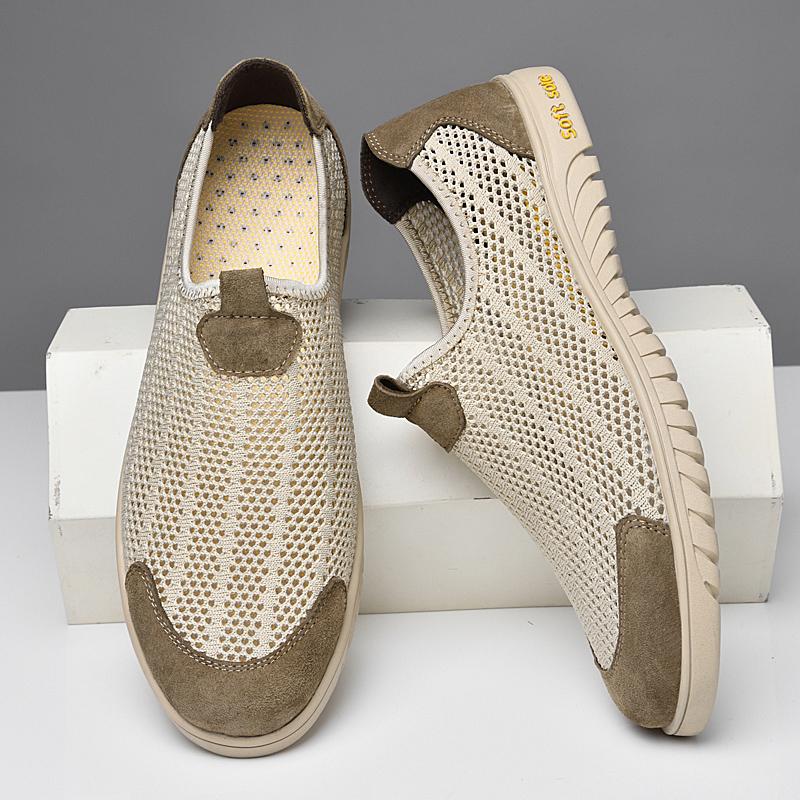 Breathable Mens Casual Shoes Hollow Out Men Loafers Cool Sandals Handmade Slip On Driving Shoes Man Light Male Summer Sneakers