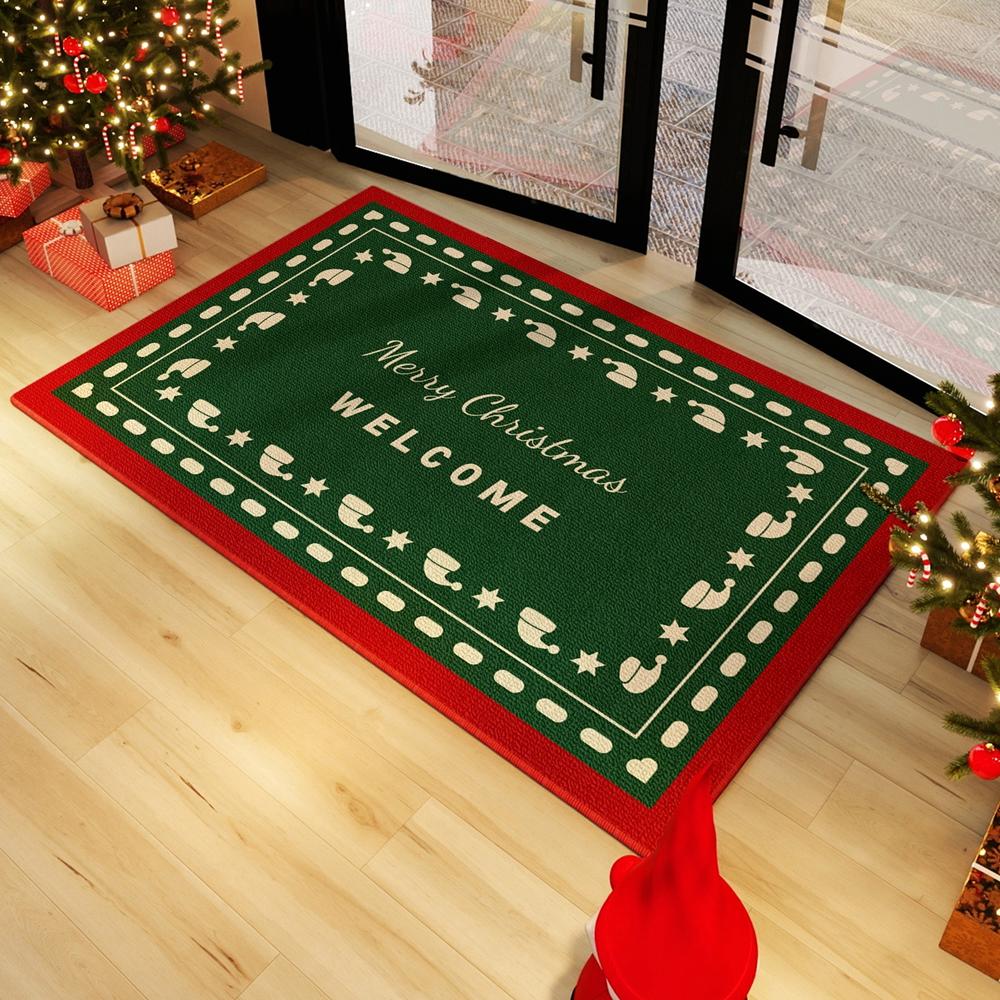 VIKAMA Christmas Durable Anti-Slip Floor Mat for Bedroom, Living Room, Entrance Door - Washable, Non-Greasy, Home Decoration