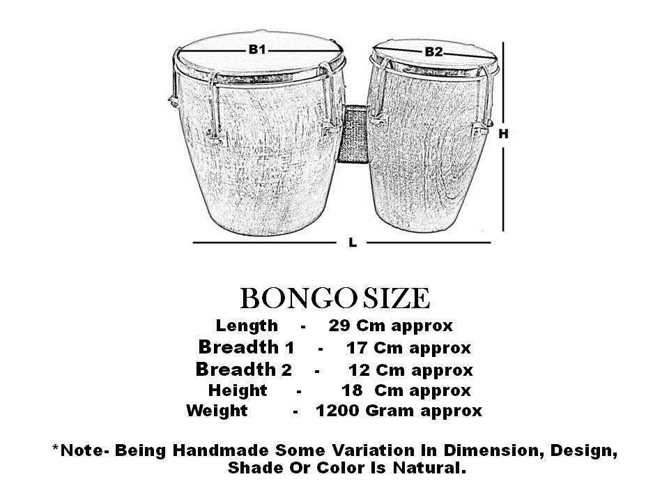 Two-Piece Natural Wood Bango Drum Set | Brown Folk Musical Instrument for Percussion & Classical Music