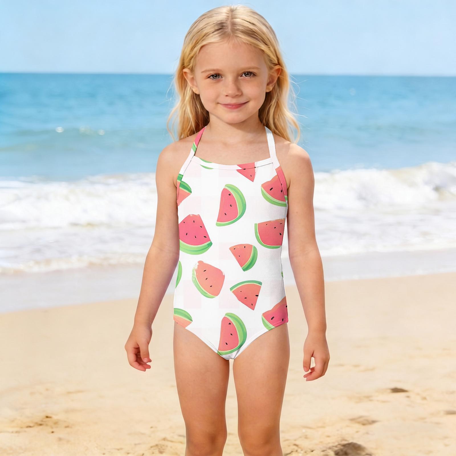 

Girls One Piece Swimsuit Summer Kids Swimwear Toddler Children Beachwear Bathing Suit with Heart and Star Print Design for Swimming 160 красный