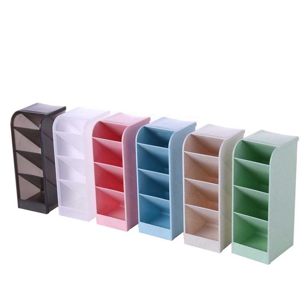Pen Holder Plastic Slant Organiser Transparent Multi-Compartment Organiser Desktop Kids Four Compartments